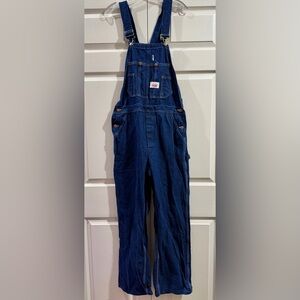 Vintage Round House Brand Overalls Coveralls 32x30 Dark Wash Denim Workwear
